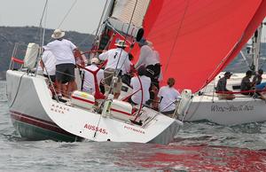 Pretty Woman and Wine-Dark Sea at start of Club Marine 2013 Pittwater Coffs Race photo copyright Crosbie Lorimer http://www.crosbielorimer.com taken at  and featuring the  class