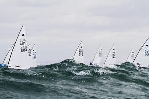 Part of the fleet over some of that Port Phillip chop. - OK Dinghy Interdominion Championship photo copyright  Alex McKinnon Photography http://www.alexmckinnonphotography.com taken at  and featuring the  class