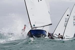 Another sailor in the spray - this one is Brent Williams. - OK Dinghy Interdominion Championship photo copyright  Alex McKinnon Photography http://www.alexmckinnonphotography.com taken at  and featuring the  class