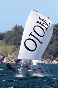 mojo wine, a strong challenger for the title - Australian 18ft Skiff Championship photo copyright Frank Quealey /Australian 18 Footers League http://www.18footers.com.au taken at  and featuring the  class