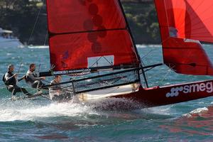 smeg - the heavy weather specialists - Australian 18ft Skiff Championship photo copyright Frank Quealey /Australian 18 Footers League http://www.18footers.com.au taken at  and featuring the  class