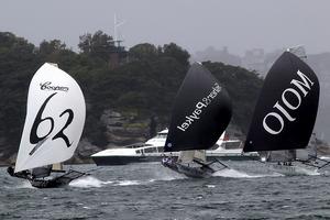 spinnaker action earler this season - Australian 18ft Skiff Championship photo copyright Frank Quealey /Australian 18 Footers League http://www.18footers.com.au taken at  and featuring the  class