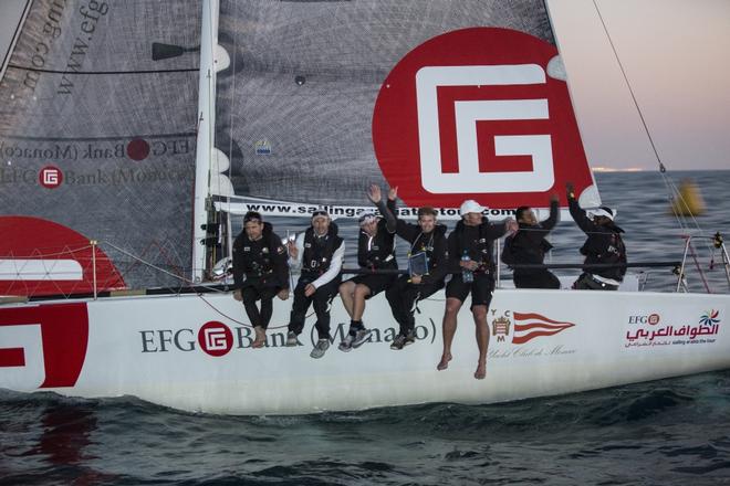 EFG Bank - Sailing Arabia The Tour 2014. Leg three from The Abu Dhabi - Dubia. EFG Bank Monaco skippered by Sidney Gavignet (FRA) - EFG Sailing Arabia – The Tour 2014 © Lloyd Images