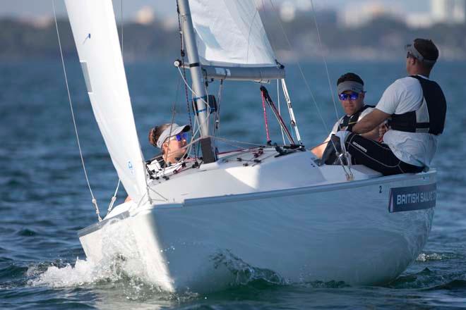 John Robertson, Hannah Stodel and Stephen Thomas, Sonar - ISAF Sailing World Cup Miami © Richard Langdon /Ocean Images http://www.oceanimages.co.uk