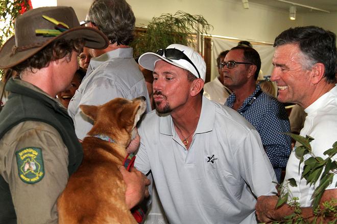 Federico Michetti up close and personal with a dingo from Jirrahlinga Koala and Wildlife Sanctuary.   © Teri Dodds