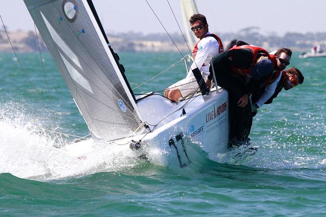 Sailing: Gill Melges 24 World Championships 2014, Royal Geelong Yacht Club, Geelong (Aus), 31/01/2014. Photo; Teri Dodds. Day 3 Racing - West Marine Rigging / New England Ropes (Bora Gulari) © Teri Dodds http://www.teridodds.com