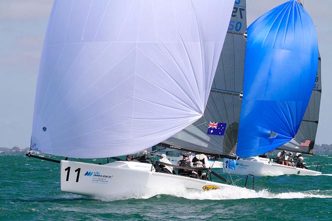 Day three Racing - Roger That (Bow 17 - Cam Miles) with STAR (Blue Spinnaker - Harry Melges) © Teri Dodds http://www.teridodds.com