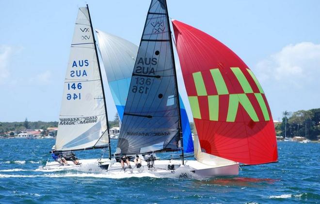 Race 7 duel with The Beast and Tachyon - Magic Marine 2014 Australian VX One Championships © Brian Bennett