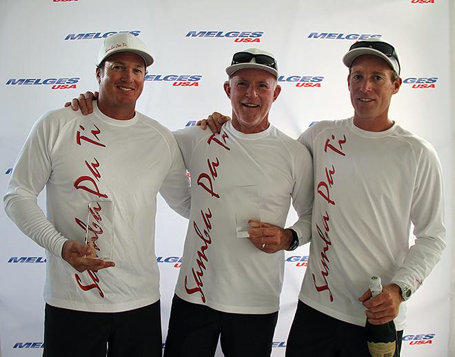 Third place - Samba Pa Ti. From left to right: Jeff Reynolds, John Kilroy, Paul Goodison. 2014 Audi Melges 20 - 2014 Audi Melges 20 Miami Winter Series  &copy; Joy Dunigan