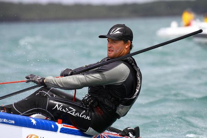 Glenn Ashby (AUS) A-class catamaran World Championships, Day 3, Takapuna February 13, 2014 © Richard Gladwell www.photosport.co.nz