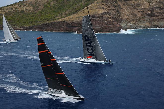 Bella Mente next to ICAP Leopard during last year’s RORC Caribbean 600 © Bella Mente Racing/Kirsten Ferguson http://bellamenteracing.com/