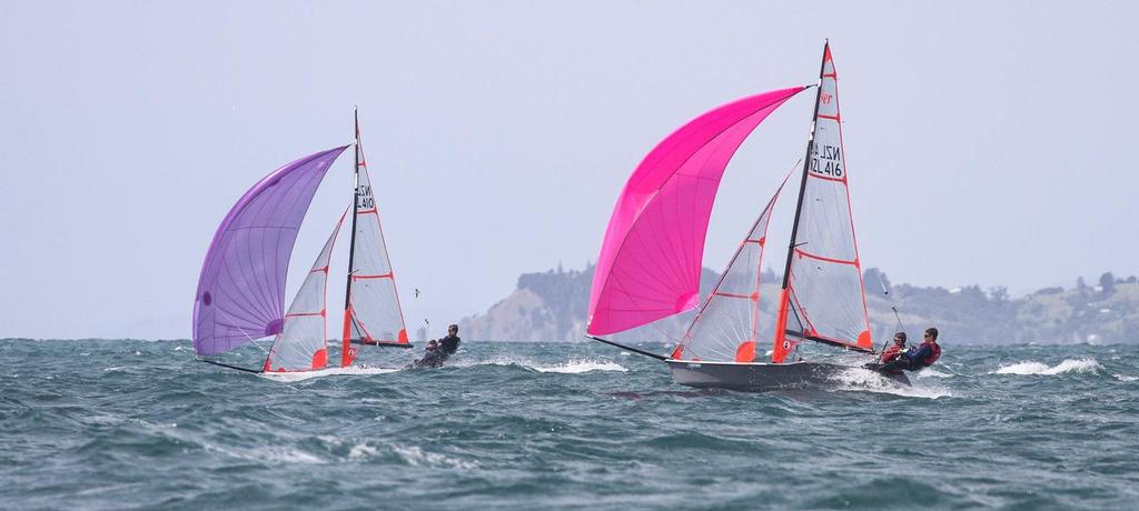 from the South - George & Henry - with James & Oscar hunting them down - 29er NZ Nationals 2014 photo copyright John Adair taken at  and featuring the  class