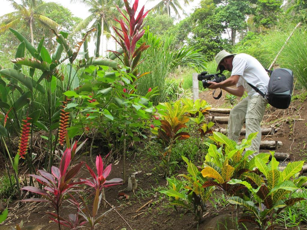 Paul Shard filming in Dominica for the Distant Shores sailing travel TV series which profiles the world’s top cruising destinations. © Sheryl Shard