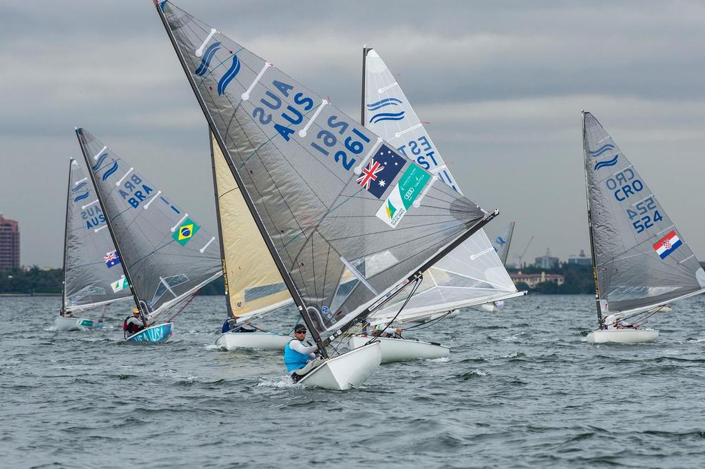 Australian Oliver Tweddell leads Finn fleet in Miami photo copyright Walter Cooper /US Sailing http://ussailing.org/ taken at  and featuring the  class