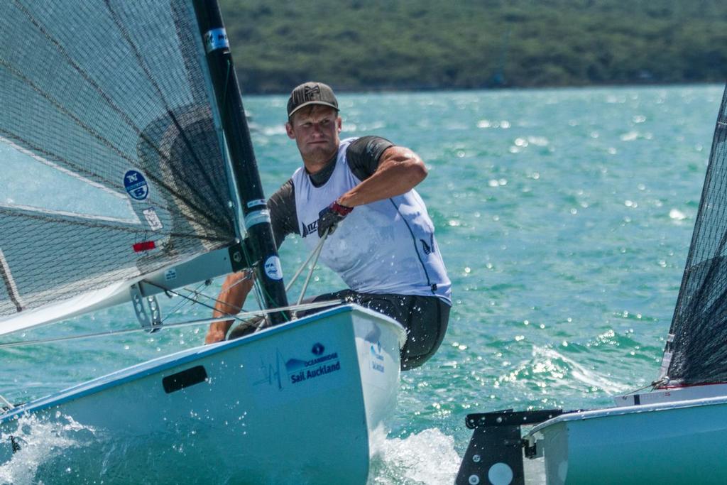 Josh Junior - Finn class - Oceanbridge Sail Auckland - Day 1 photo copyright Oceanbridge Sail Auckland  taken at  and featuring the  class