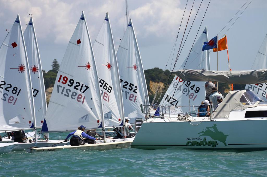 Sail Auckland 2014 - Day 3 - Laser Radial start photo copyright Richard Gladwell www.photosport.co.nz taken at  and featuring the  class