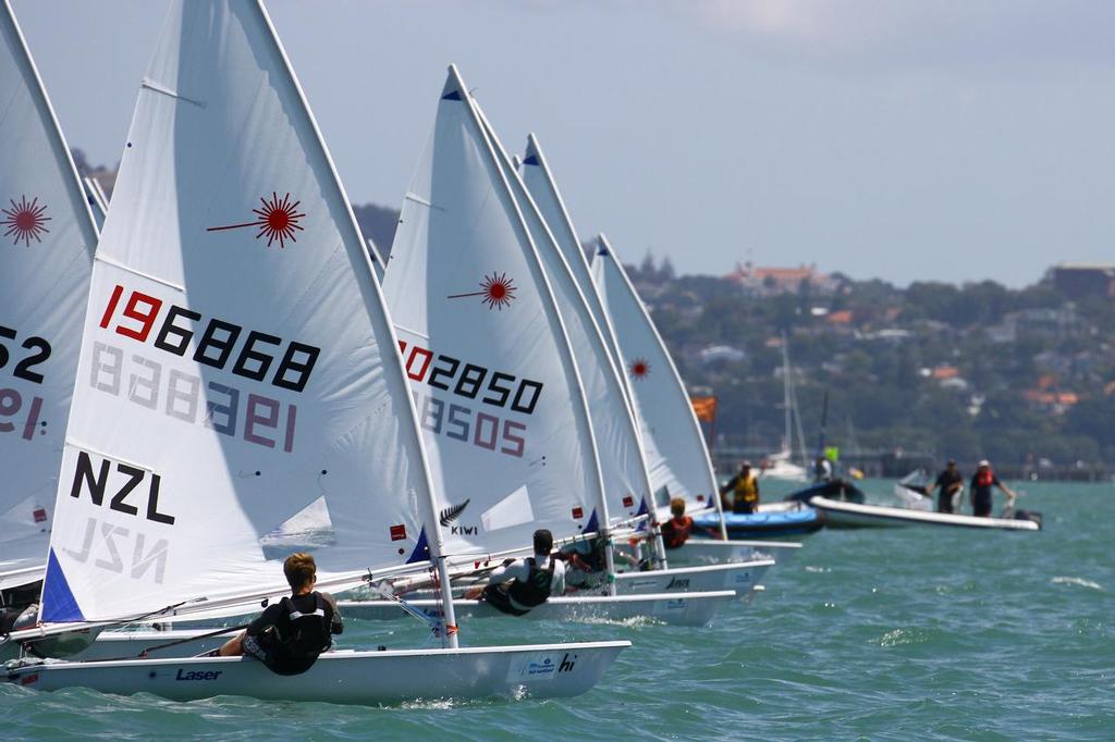 Sail Auckland 2014 - Day 3 - Laser Radial start photo copyright Richard Gladwell www.photosport.co.nz taken at  and featuring the  class