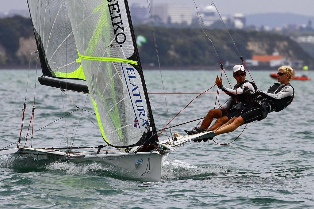 Oceanbridge Sail Auckland 2014 - February 4, 2014 - 49er photo copyright Richard Gladwell www.photosport.co.nz taken at  and featuring the  class