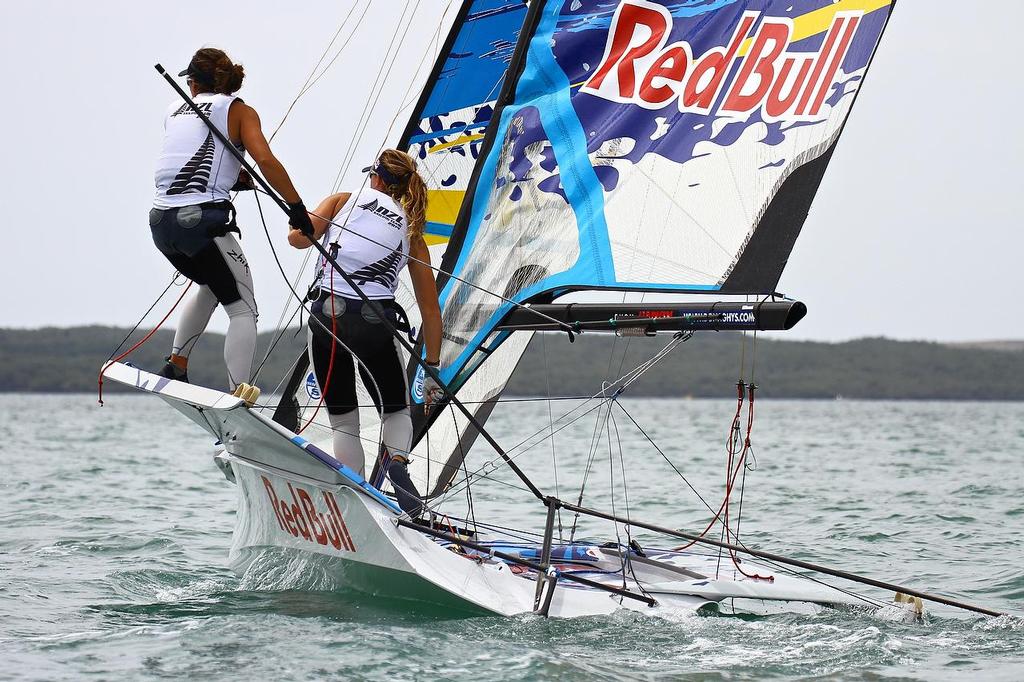 Oceanbridge Sail Auckland 2014 - February 4, 2014 - 49erFX - Molly Meech and Alex Maloney © Richard Gladwell www.photosport.co.nz