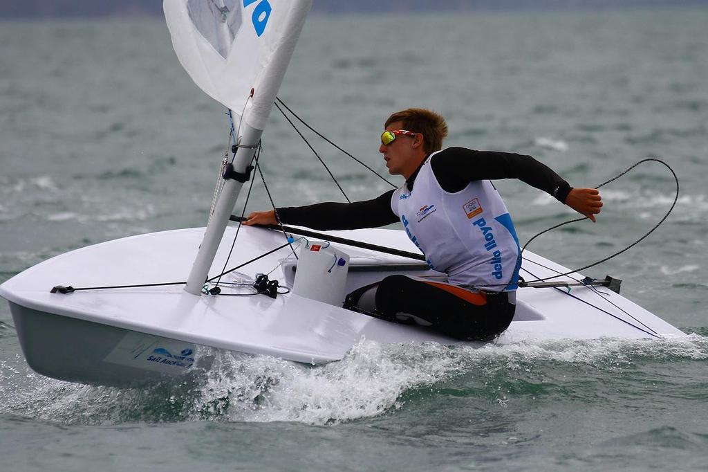 Oceanbridge Sail Auckland 2014 - February 4, 2014 - Laser Men finish © Richard Gladwell www.photosport.co.nz