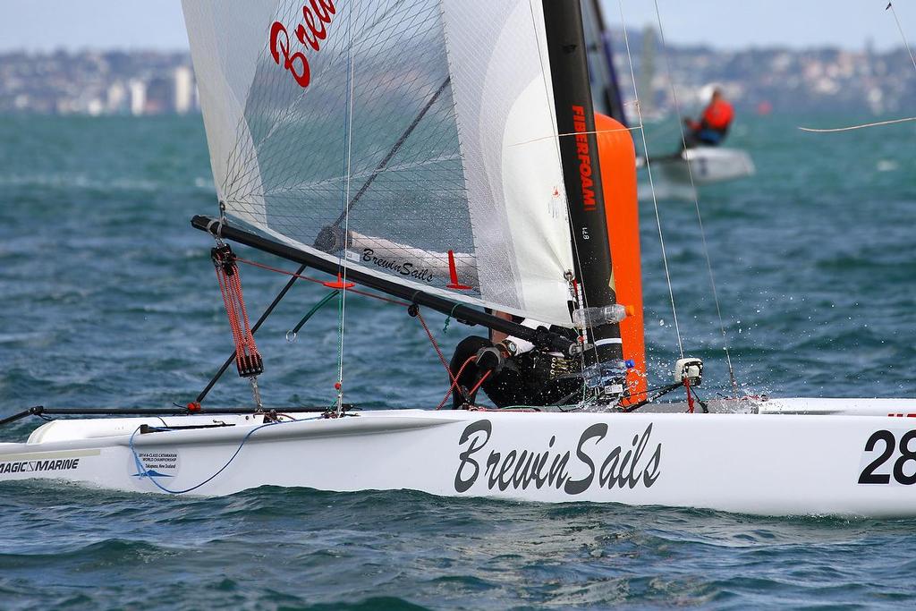 A-class catamaran World Championships, Day 1, Takapuna February 11, 2014 photo copyright Richard Gladwell www.photosport.co.nz taken at  and featuring the  class