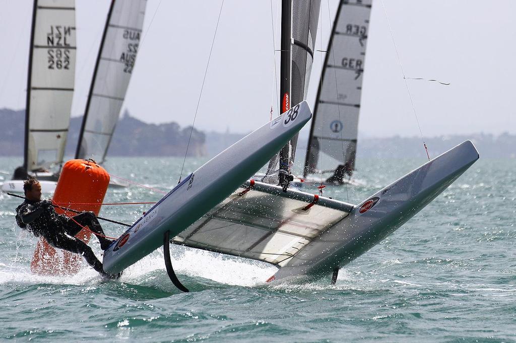 Glenn Ashby in action during the A-class catamaran World Championships © Richard Gladwell www.photosport.co.nz