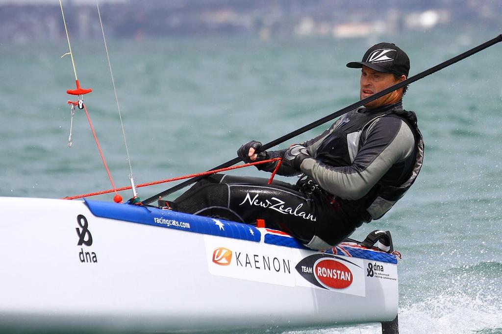 Glenn Ashby (AUS) A-class catamaran World Championships, Day 3, Takapuna February 13, 2014 © Richard Gladwell www.photosport.co.nz