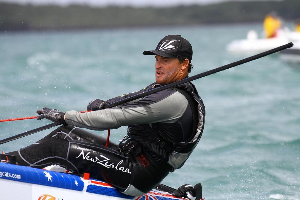 Glenn Ashby (AUS) A-class catamaran World Championships, Day 3, Takapuna February 13, 2014 photo copyright Richard Gladwell www.photosport.co.nz taken at  and featuring the  class