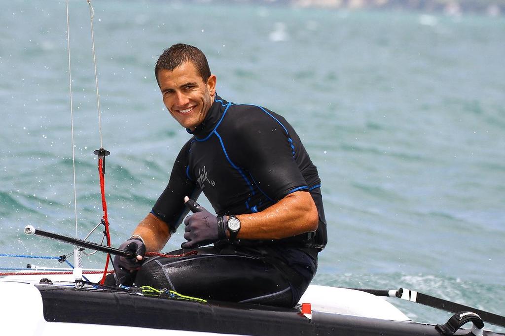 Blair Tuke (NZL) A-class catamaran World Championships, Day 3, Takapuna February 13, 2014 © Richard Gladwell www.photosport.co.nz