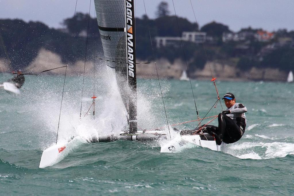 A-class catamaran World Championships, Day 3, Takapuna February 13, 2014 photo copyright Richard Gladwell www.photosport.co.nz taken at  and featuring the  class