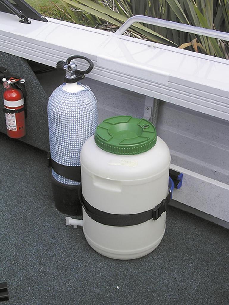 Wilsecure Track and Bracket systems look smart on any boat or vehicle, and can be used to hold containers of any size and shape. &copy; Wilsecure http://www.wilsecure.co.nz