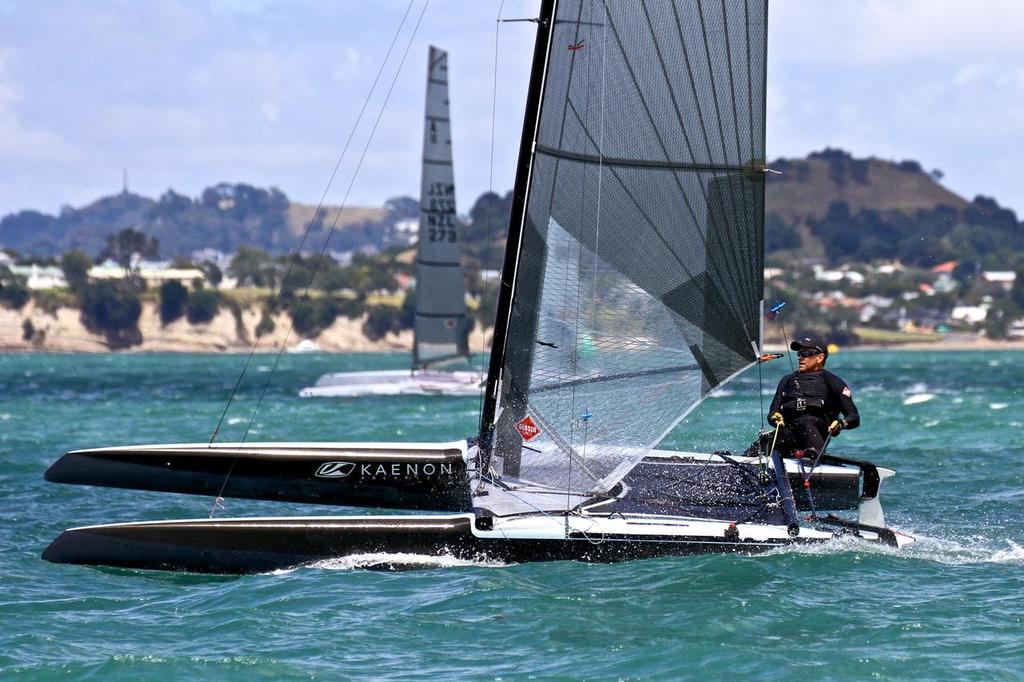 Pete Melvin (USA) A-class catamaran Nationals Takapuna February 8, 2014 photo copyright Richard Gladwell www.photosport.co.nz taken at  and featuring the  class