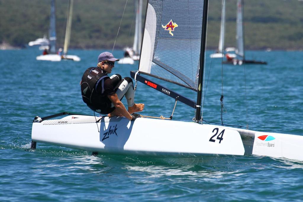 Peter Burling (NZL) Int. A-Class Catamaran World Championship, Day 5, Takapuna NZ photo copyright Richard Gladwell www.photosport.co.nz taken at  and featuring the  class