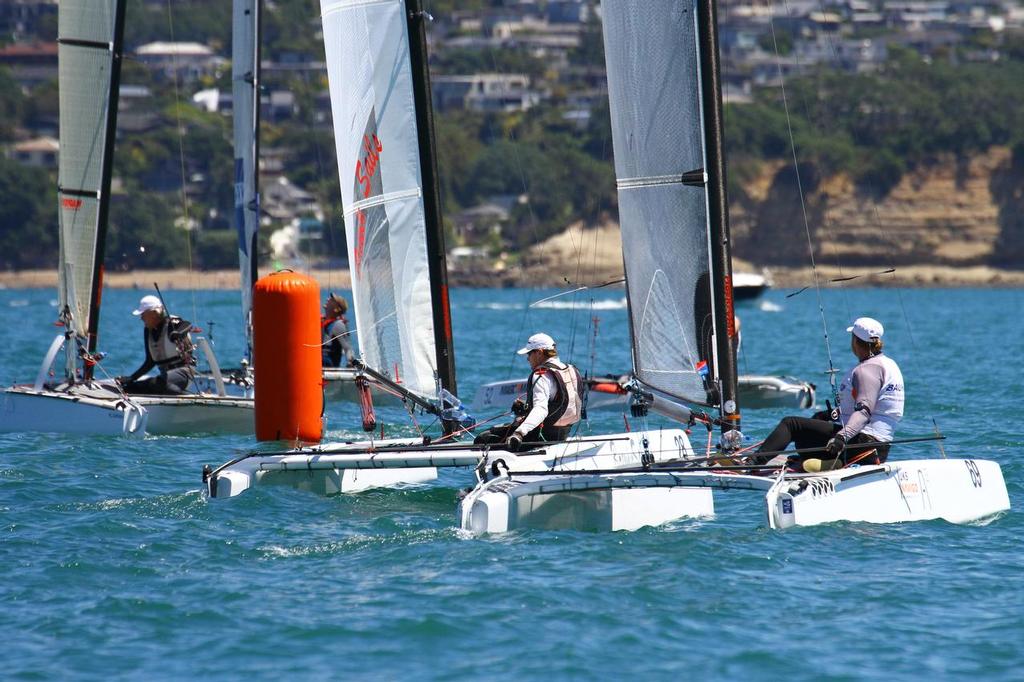 Int. A-Class Catamaran World Championship, Day 5, Takapuna NZ photo copyright Richard Gladwell www.photosport.co.nz taken at  and featuring the  class