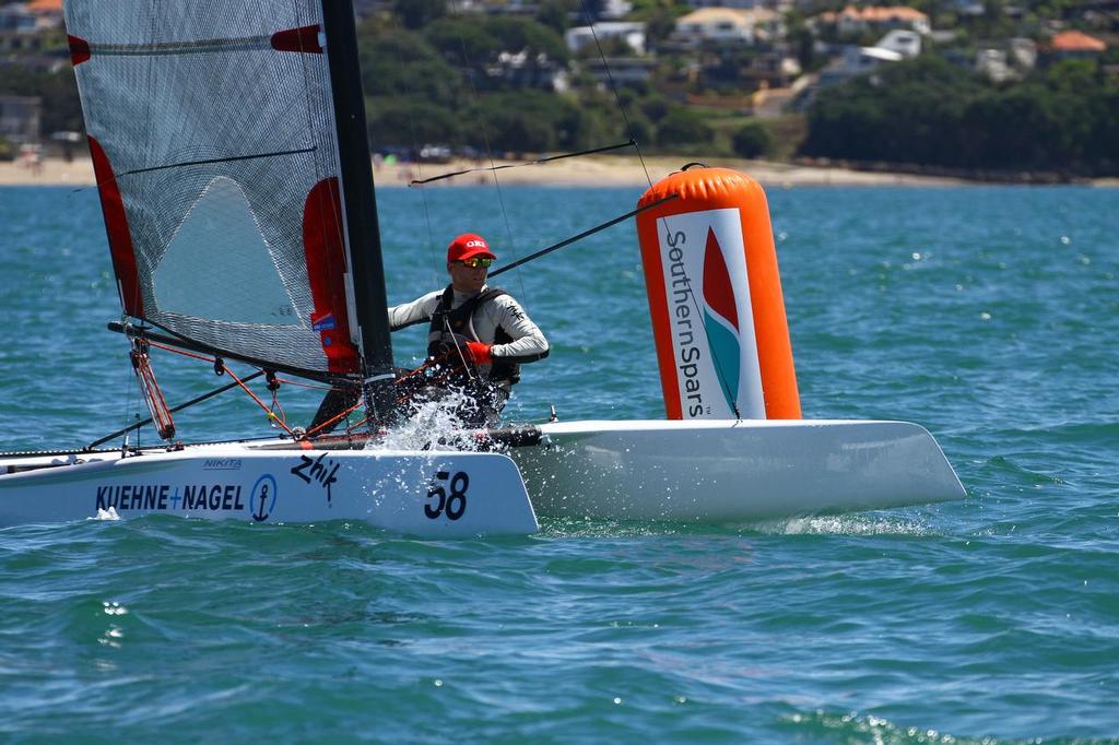 Int. A-Class Catamaran World Championship, Day 5, Takapuna NZ photo copyright Richard Gladwell www.photosport.co.nz taken at  and featuring the  class