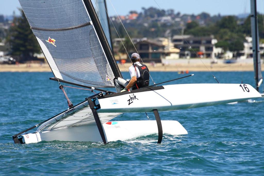 Int. A-Class Catamaran World Championship, Day 5, Takapuna NZ photo copyright Richard Gladwell www.photosport.co.nz taken at  and featuring the  class