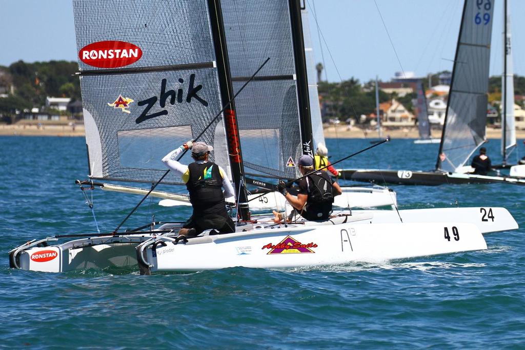 Int. A-Class Catamaran World Championship, Day 5, Takapuna NZ photo copyright Richard Gladwell www.photosport.co.nz taken at  and featuring the  class