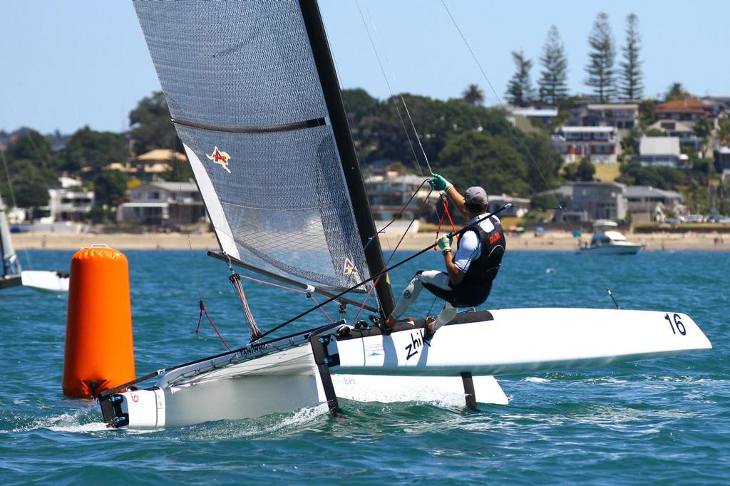 Int. A-Class Catamaran World Championship, Day 5, Takapuna NZ photo copyright Richard Gladwell www.photosport.co.nz taken at  and featuring the  class