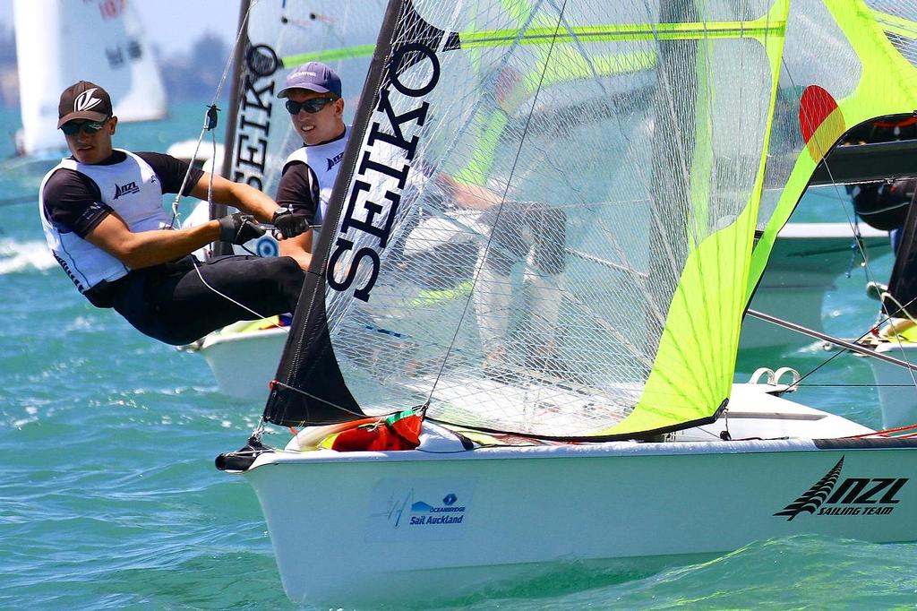 Oceanbridge Sail Auckland 2014 - February 3, 2014 - Tuke and Burling - 49er start photo copyright Richard Gladwell www.photosport.co.nz taken at  and featuring the  class