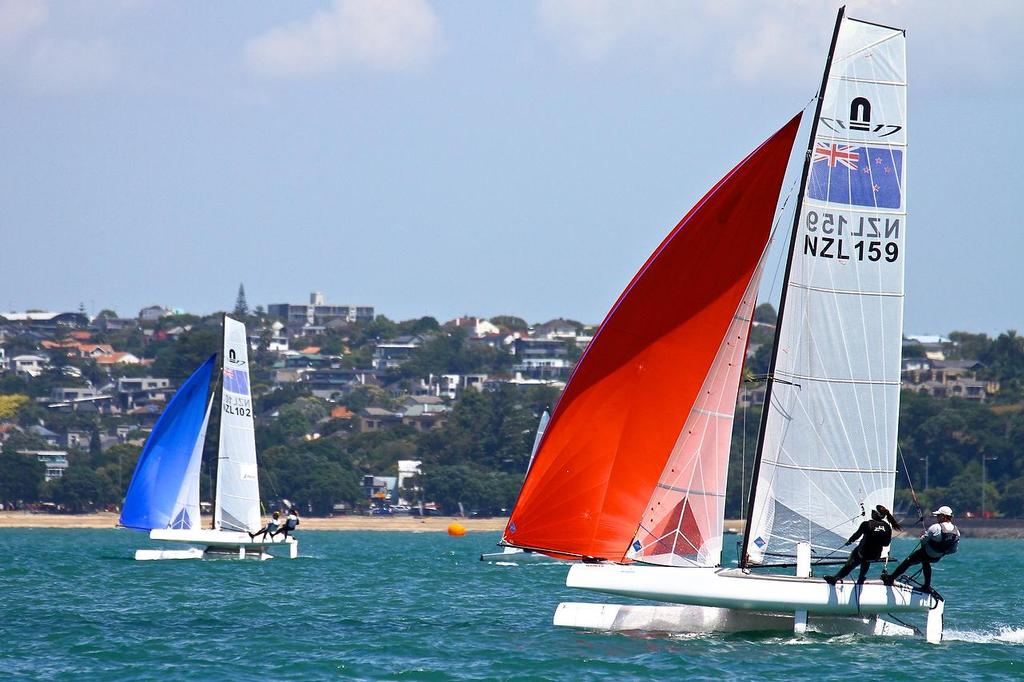 Oceanbridge Sail Auckland 2014 - February 3, 2014 - Nacra 17 photo copyright Richard Gladwell www.photosport.co.nz taken at  and featuring the  class