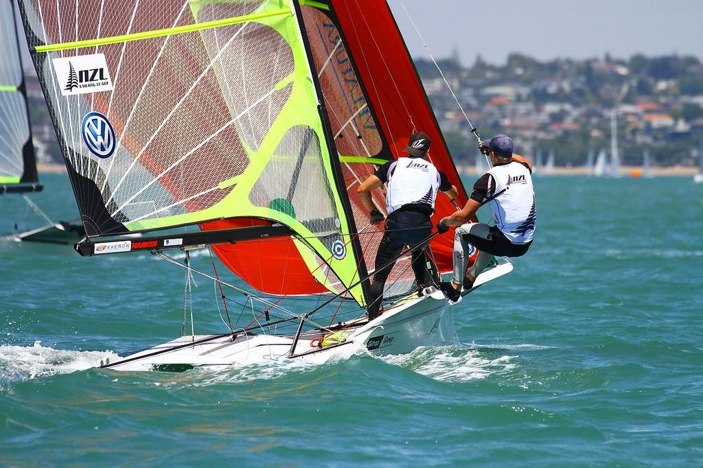 Oceanbridge Sail Auckland 2014 - February 3, 2014 - 49er Tuke and Burling photo copyright Richard Gladwell www.photosport.co.nz taken at  and featuring the  class