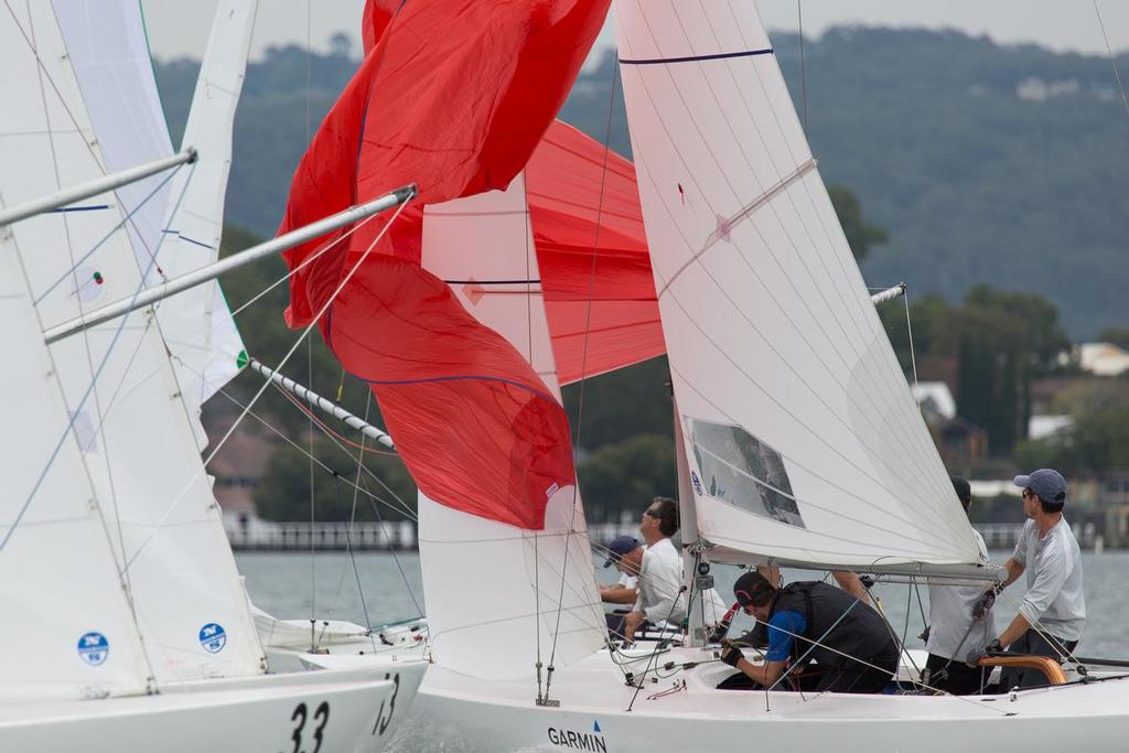 Plenty of action at the hitch mark. - Garmin NSW Etchells Championship © Kylie Wilson Positive Image - copyright http://www.positiveimage.com.au/etchells