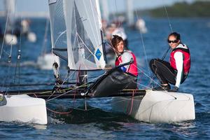 Ben Saxton and Hannah Diamond, Nacra 17 - ISAF Sailing World Cup Miami 2014 photo copyright Richard Langdon /Ocean Images http://www.oceanimages.co.uk taken at  and featuring the  class