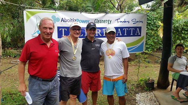 PFYC Sailing Championships Series and Tali Regatta- Getaway Class winners Jojo Silverio and Santi Picornell with PHINSAF President Jerry Rollin and Tali Regatta Chairman Monchu Garcia. © Jose Sehwani Gonzales