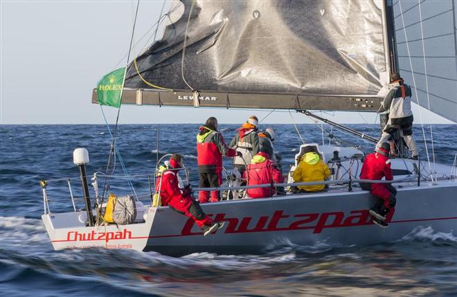 Chutzpah shakes out a reef in the 2014 Rolex Sydney Hobart Race ©  Rolex/Daniel Forster http://www.regattanews.com