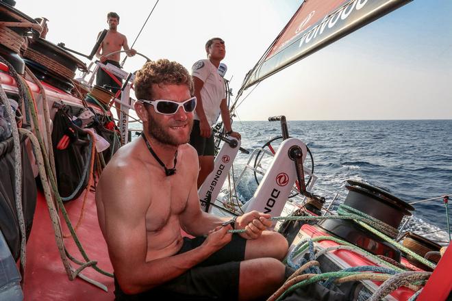 Leg 2, Day 19 - Charles Caudrelier onboard - Constant trimming onboard Dongfeng  - Volvo Ocean Race 2014-15 © Yann Riou / Dongfeng Race Team