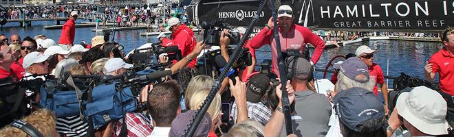 Regardless of the naysayers, Wild Oats XI skipper Mark Richards fronts a big media scrum on the dockside © Crosbie Lorimer http://www.crosbielorimer.com