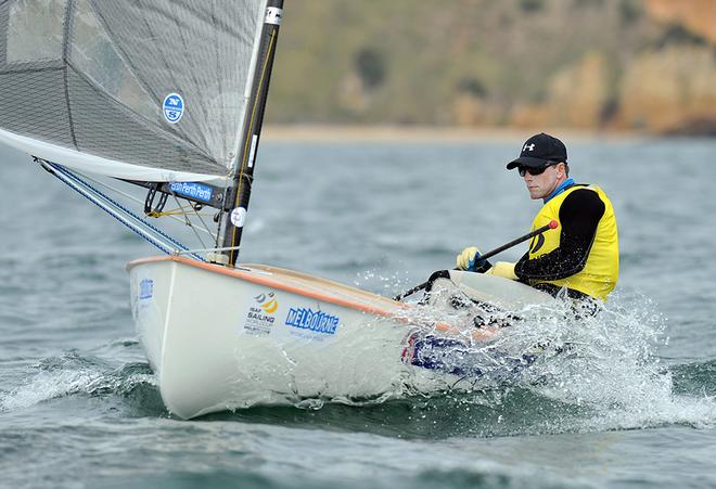 Finn Ed Wright (GB) - ISAF Sailing World Cup Melbourne 2014. © Jeff Crow/ Sport the Library http://www.sportlibrary.com.au