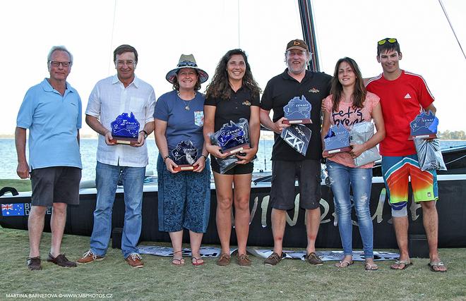 Mixed podium - ISAF Tornado World Championships 2014-15.  © Martina Barnetova