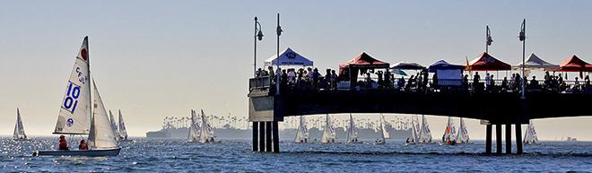 Spectators on Belmont Veterans Memorial Pier enjoy front-row seats for the Rose Bowl Regatta © Rich Roberts